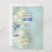 Invitation 40ème anniversaire élégant bleu marron (Dos)