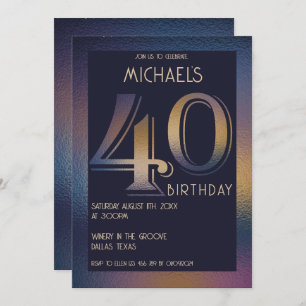 Invitation 40ème anniversaire moderne violet foncé et or