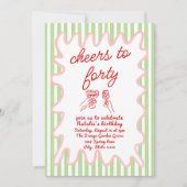 Invitation 40ème Main Tirages colorés Quarante Anniversaire (Devant)