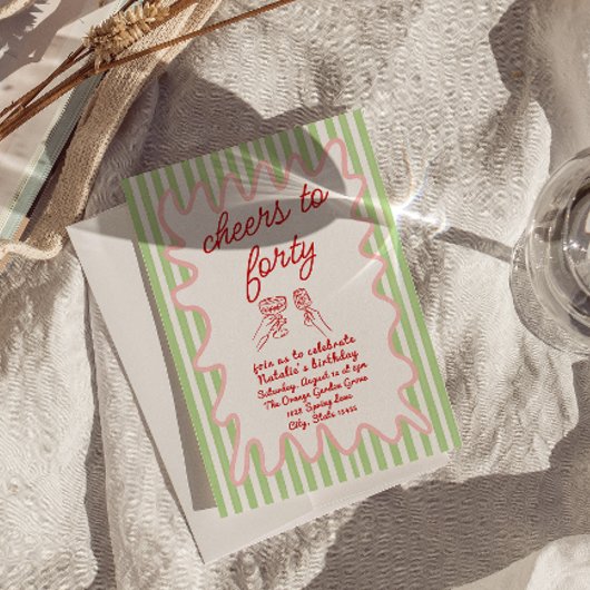 Invitation 40ème Main Tirages colorés Quarante Anniversaire