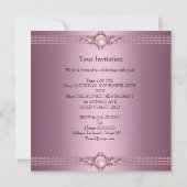 Invitation 40ème Pink White Silver Lace Floral Anniversaire (Dos)