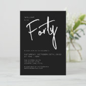 Invitation 40ème Trente-Trente-Jour d'anniversaire noir moder (Debout devant)