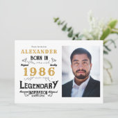 Invitation 40th Birthday 1986 Legend White & Gold Photo (Debout devant)