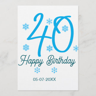 Invitation 40th birthday add name date year blue template