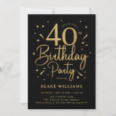 Invitation 40th Birthday Black Gold (Devant)
