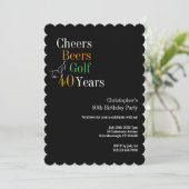 Invitation 40th Birthday Golf Cheers Beers Party (Debout devant)