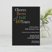 Invitation 40th Birthday Golf Cheers Beers Party (Debout devant)