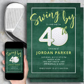 Invitation 40th Birthday Golf Theme Swing By Stylish Green