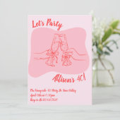 Invitation 40th Birthday ,Let’s Party Champagne, Cheers (Debout devant)