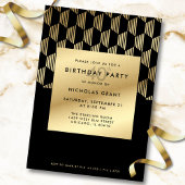 Invitation 40th Birthday Party Modern Black and Gold Foil