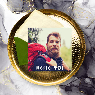 Invitation 40th birthday photo hello 40 guy black