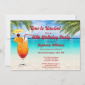Invitation 40th Birthday Summer Cocktail Beach Party (Devant)