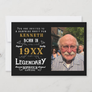 Invitation 40th Birthday Vintage Black Gold Ajouter un nom An
