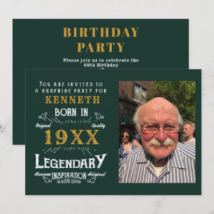 Invitation 40th Birthday Vintage Green Gold Ajouter un nom An