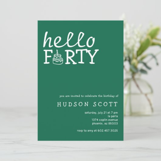 Invitation 40th Mens Anniversaire Fête Bonjour Quarante Moder (Debout devant)