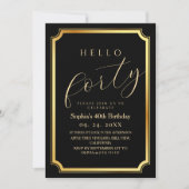 Invitation 40th Modern & Minimal Black Birthday Party (Devant)