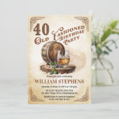 Invitation 40th Old Fashioned Whiskey Barrel Birthday Party (Debout devant)