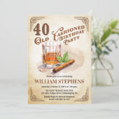 Invitation 40th Old Fashioned Whiskey Cigar Birthday Party (Debout devant)