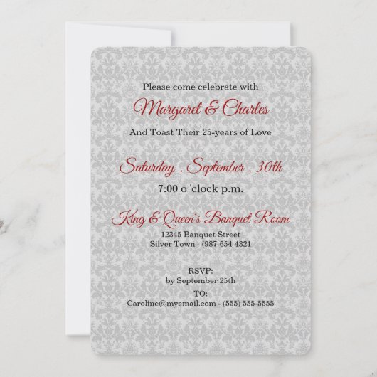 Invitation 40th Ruby Anniversary Damask (Dos)