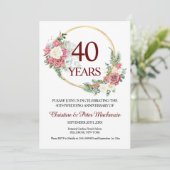 Invitation 40th Wedding Ruby Roses Anniversary (Debout devant)