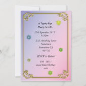 Invitation 41e fête d'anniversaire, avec des lettres fleuries (Dos)