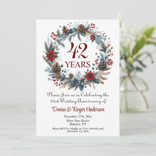 Invitation 42e anniversaire du Mariage hiver (Debout devant)