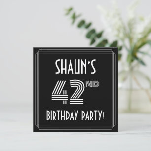 Invitation 42e fête d'anniversaire : Art Déco Style avec nom 