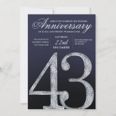 Invitation 43rd Anniversary Diamond Silver Navy Blue (Devant)