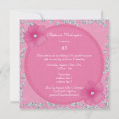 Invitation 45 ans Fleurs & Damassé Rose (Dos)