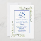Invitation 45e 65e Anniversaire de Mariage Aquarelle Feuillag (Devant)