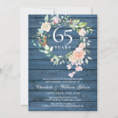 Invitation 45e 65e Anniversaire de Mariage Floral Bleu Rustiq (Devant)