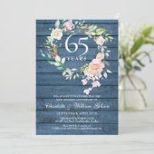 Invitation 45e 65e Anniversaire de Mariage Floral Bleu Rustiq (Debout devant)