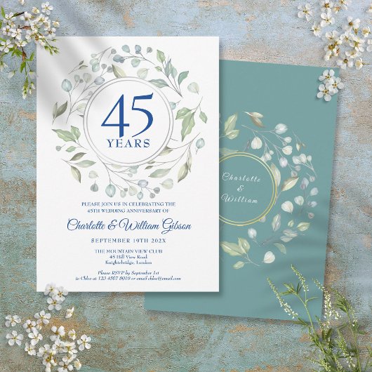 Invitation 45e 65e Anniversaire de Mariage Laurel Feuillage