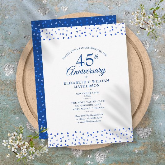 Invitation 45e 65e Anniversaire Saphir Cœurs Amour