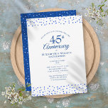 Invitation 45e 65e anniversaire Sapphire Blue Love Hearts<br><div class="desc">Doté d'un délicat saphir bleu coeur d'amour confetti. Personnalisez avec vos informations spéciales 45ème ou 65ème anniversaire de mariage en typographie chic. Conçu par Thisisnotme©</div>