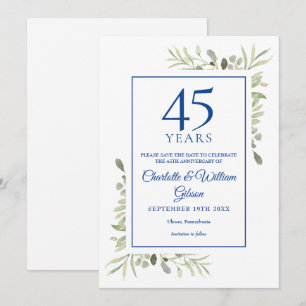 Invitation 45e 65e anniversaire Sauvez la date de la verdure