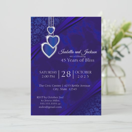 Invitation 45e / 65e conception de noces de saphir de l'anniv (Debout devant)