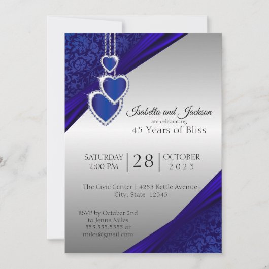 Invitation 45e / 65e Sapphire Conception de l'anniversaire d' (Devant)