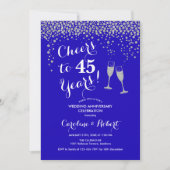 Invitation 45e anniversaire - À 45 ans de bonheur Bleu argent (Devant)