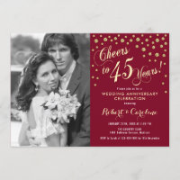 45e Anniversaire avec Photo - Rouge Rubis Or