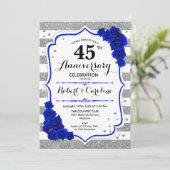 Invitation 45e Anniversaire - Bleu Saphir Blanc Argent (Debout devant)