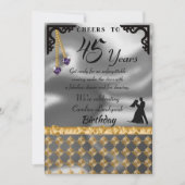 Invitation 45e Anniversaire Dance Party Silver Foil Purple He (Devant)