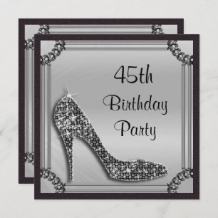 Invitation 45e anniversaire de l'Elégante Stiletto noir encad