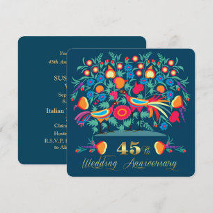 Invitation 45e Anniversaire de Mariage Art Populaire