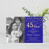 Invitation 45e anniversaire de mariage avec photo - Or Bleu (Debout devant)