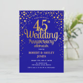 Invitation 45e anniversaire de mariage - Bleu saphir & Or (Debout devant)