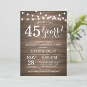 Invitation 45e anniversaire de mariage Bois rustiq (Debout devant)