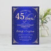 Invitation 45e anniversaire de mariage - Damask or bleu or (Debout devant)