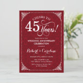 Invitation 45e anniversaire de mariage - Damask rouge blanc (Debout devant)