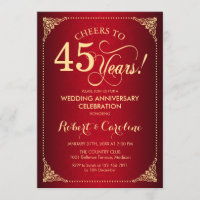 45e anniversaire de mariage - Damassé or rouge